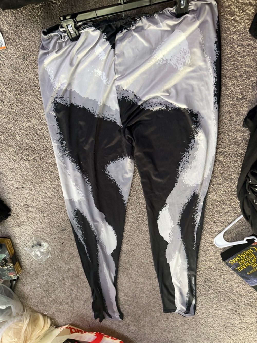 Fashion Nova Silver and Black High-Waist Leggings